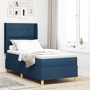 Pat box spring cu saltea, albastru, 100x200 cm, textil