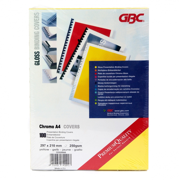 Evo Hátlap, A4, 250 g. fényes 100 db/csomag,  sárga (EV8B08GA)