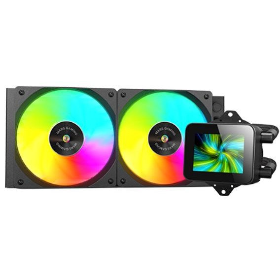 Mars Gaming MLVISION240 számítógépes hűtőrendszer Processzor Minden az egyben folyadékhűtés 12 cm Fekete (8435693108610)