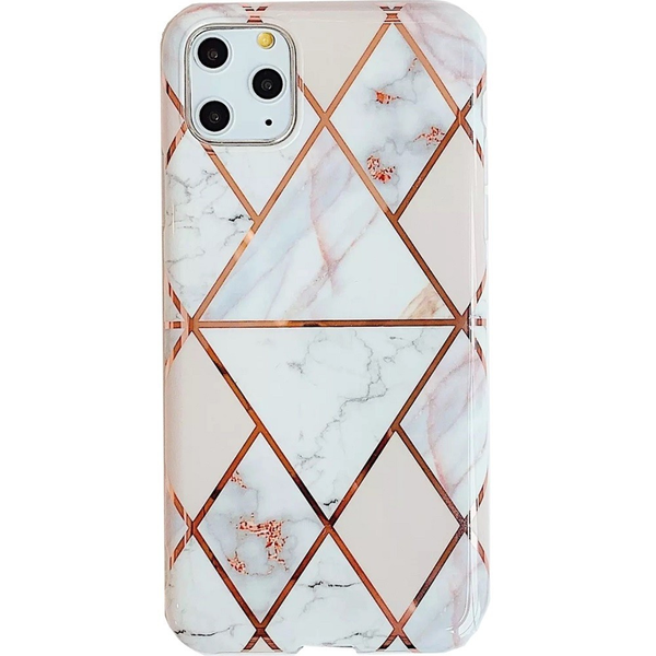 Apple iPhone 11 Pro, Szilikon tok, sokszöges márvány minta, Wooze Geometric Marble, színes/fehér