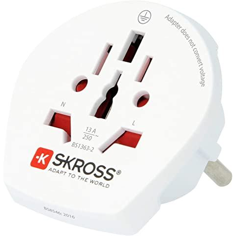 Skross hálózati csatlakozó adapter (240V / 16000mA, földelt, utazótöltő) fehér (1.500211-E) (1.500211-E)