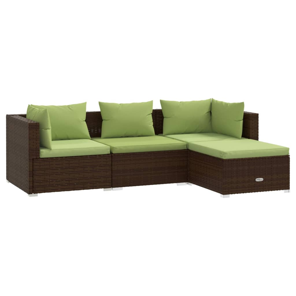 4-részes barna polyrattan kerti bútorszett párnákkal (3101644)