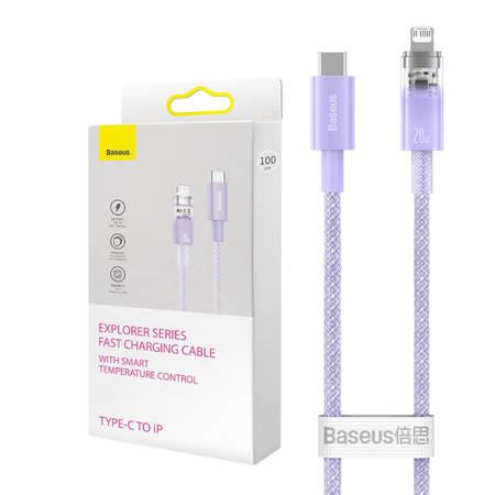 Кабел за бързо зареждане USB-C към Lightning, Baseus, Explorer Series, 1 m, 20W, лилав