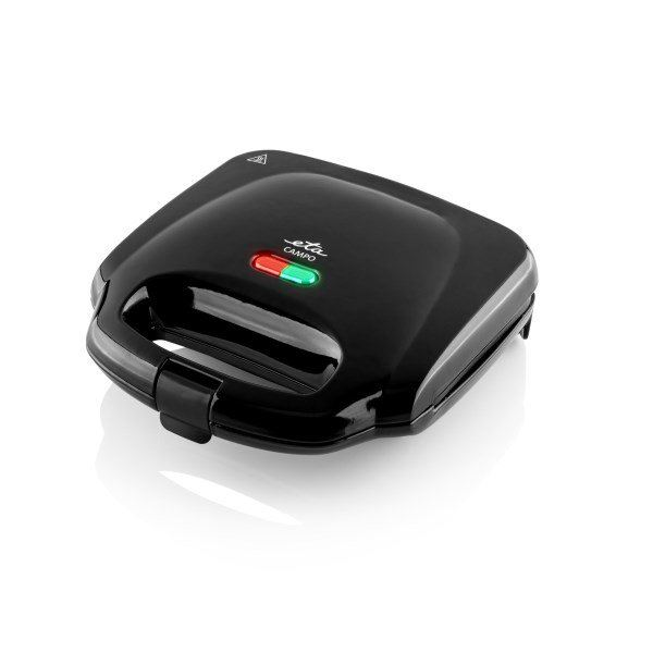 Уред за сандвичи ETA ETA415190010 CAMPO, 750W, незалепваща повърхност, за приготвяне на триъгълни сандвичи, черен