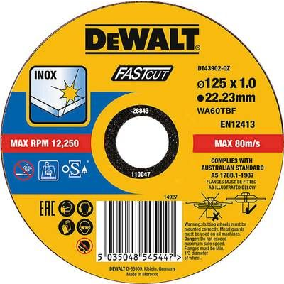 DEWALT DT43902 DT43902-QZ Vágótárcsa, egyenes 125 mm 1 db Fém, Nemesacél, Vas (DT43902-QZ)