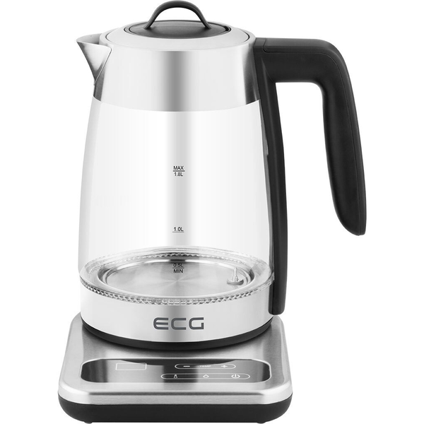 Електрическа кана с цедка за чай ECG 1891 IN, 1.8л, 1850–2200 W, Сив