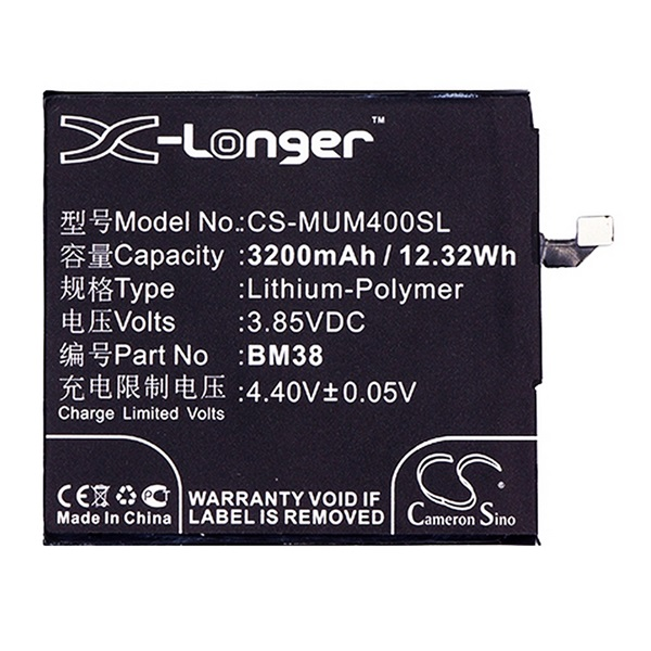 Cameron Sino Li-Polymer akku (3.85V/3200mAh, Xiaomi BM38 kompatibilis) FEKETE Xiaomi Mi 4s (CS-MUM400SL)