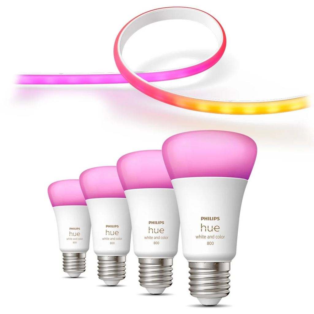 Philips Hue Gradient LED szalag + 4db LED fényforrás E27 6.5W (PHL22002set ) (PHL22002set)