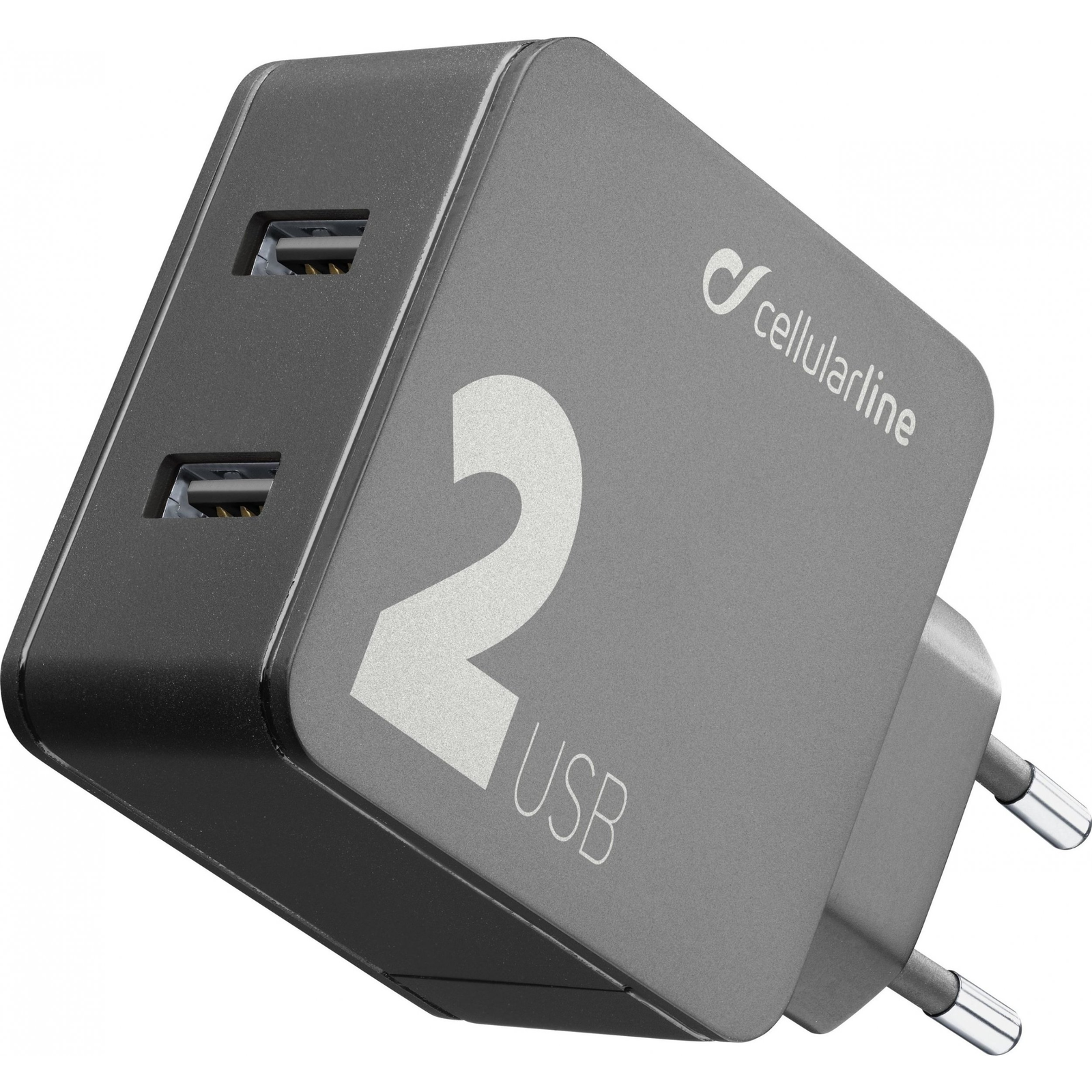 Cellularline Multipower 2 Smartphones and Tablets Adapter 24W Black (ACHUSB224WK)