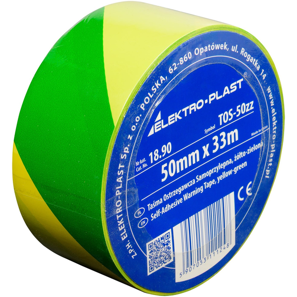 Taśma Ostrzegawcza Samoprzylepna TOS-5zz 5cm x 33m żółto-zielona