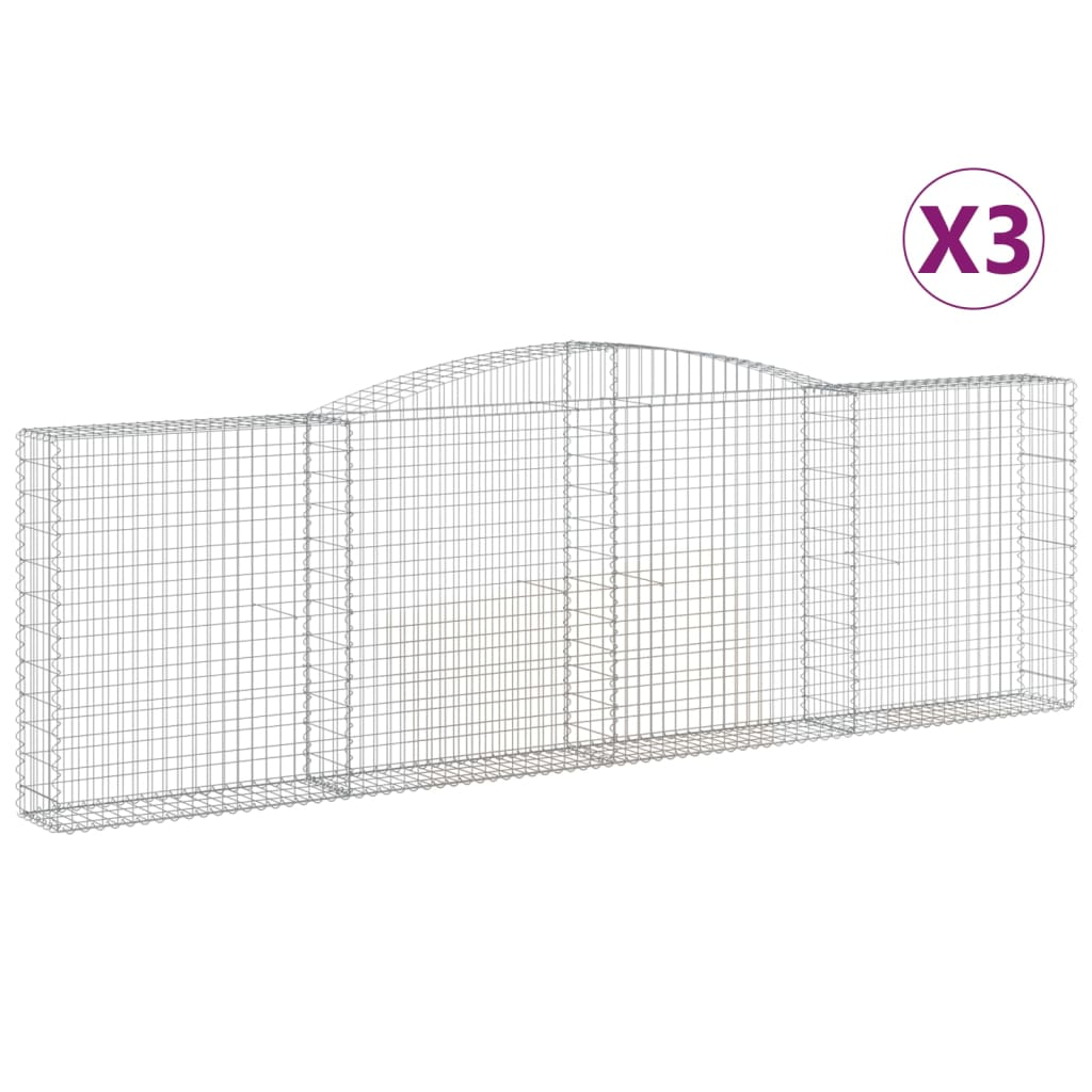 3 db íves horganyzott vas gabion kosár 400x30x120/140 cm (3146880)