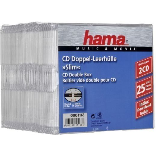 Hama 00051168 CD-doosje Slimline doosje 2 schijven Transparant