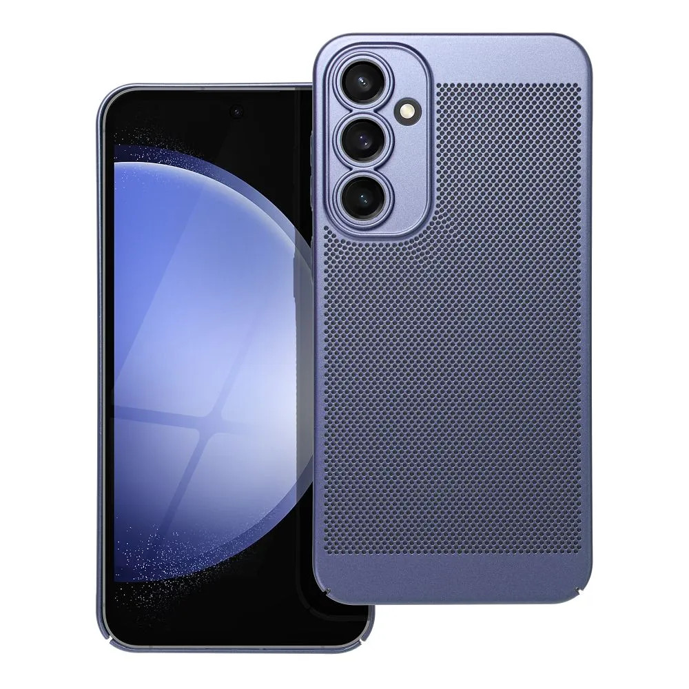 Samsung Galaxy S23 FE SM-S711, Műanyag hátlap védőtok, légáteresztő, lyukacsos minta, Breezy, kék (TS1304)