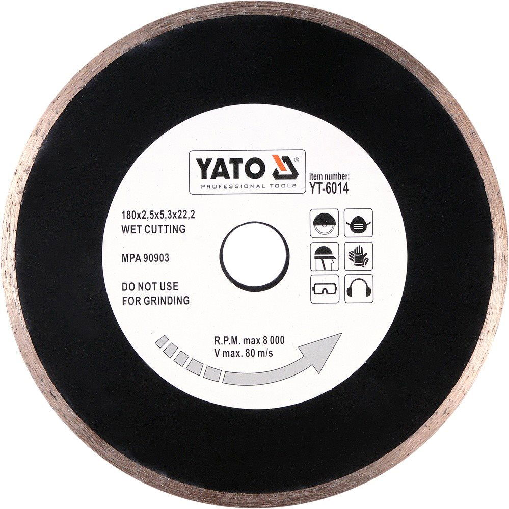 Yato gyémánt korong sima, 180 x 22,2 x 2,5 mm (5906083960147)