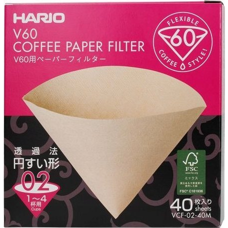  Hario Hario - Filtry papierowe Misarashi brązowe - V60-02 - 40 Sztuk