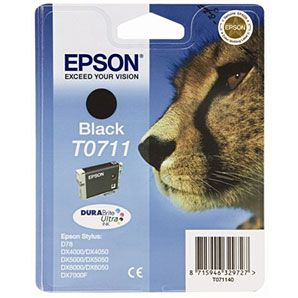 Epson Cheetah Singlepack Black T0711 DURABrite Ultra Ink blækpatron 1 stk Original Standard udbytte Sort