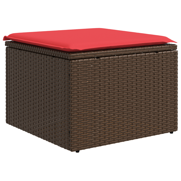 barna polyrattan kerti ülőke párnával 55 x 55 x 37 cm