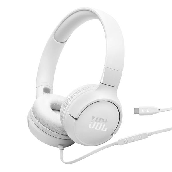 JBL Tune 520C USB-C Cuffie Cablato A Padiglione Musica e Chiamate USB tipo-C Bianco
