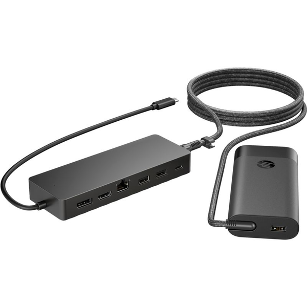 HP Universal USB-C Hub and Laptop Charger Combo Bedraad USB 3.2 Gen 1 (3.1 Gen 1) Type-C Zwart