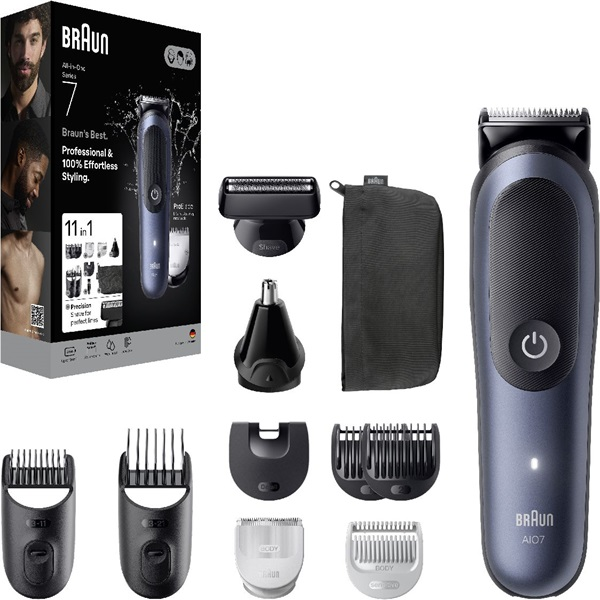 Zastřihovač Braun Series 7 AIO7540 na tělo, vlasy, vousy, uši, nos 11v1