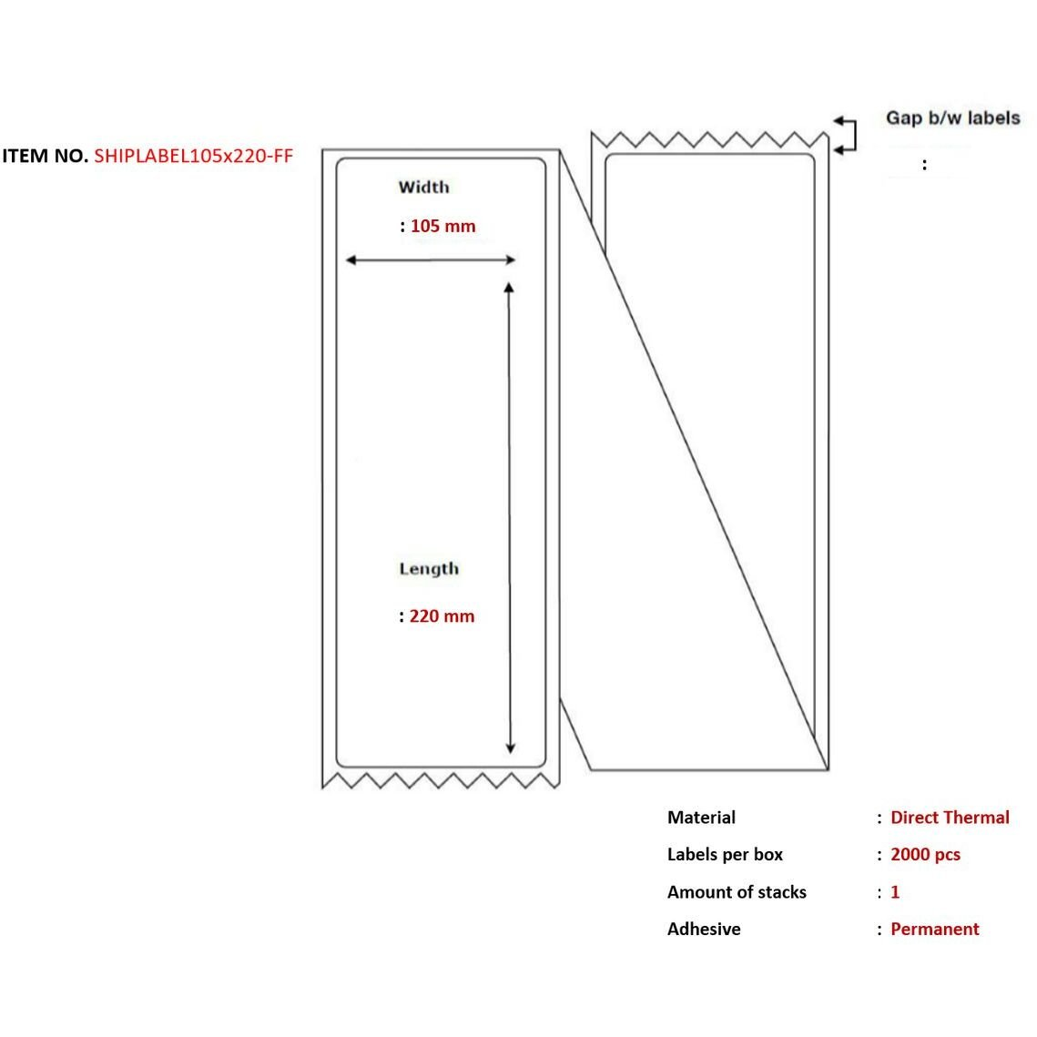 Capture SHIPLABEL105X220-FF etichete pentru imprimante Alb