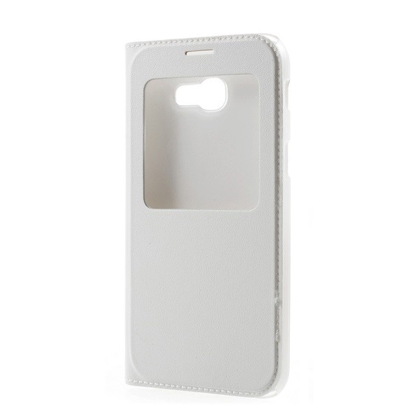 Tok álló, bőr hatású (FLIP, oldalra nyíló, hívókijelzés, View Window) FEHÉR [Samsung Galaxy A3 (2017) SM-A320F] (5996457681563)