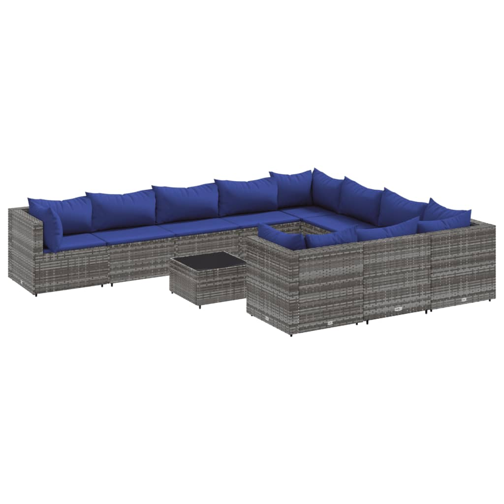 11 részes szürke polyrattan kerti ülőgarnitúra párnákkal (3308343)