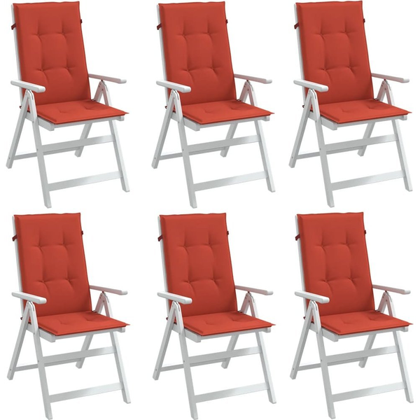 6 db melange piros szövet magas háttámlájú székpárna 120x50x4cm