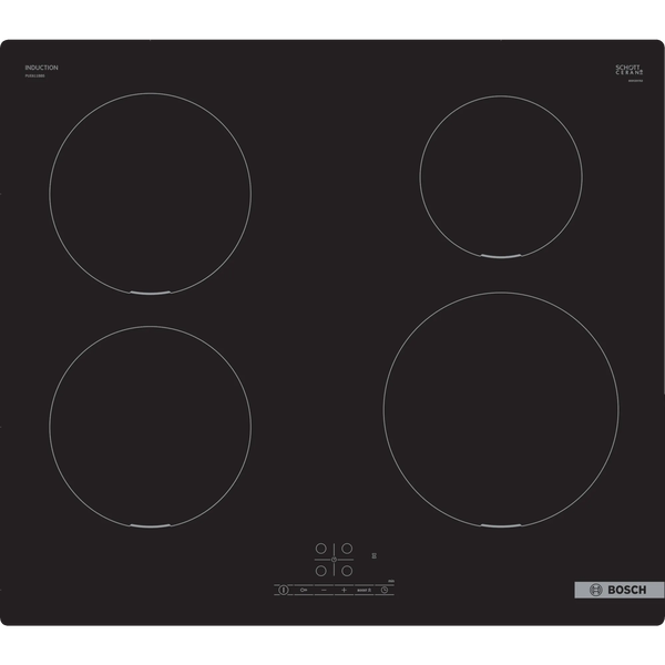 Плот за вграждане Bosch PUE611BB5E, Индукция, 4 нагревателни зони, TouchSelect, PowerBoost, ReStart, Таймер, 60 см, Черен