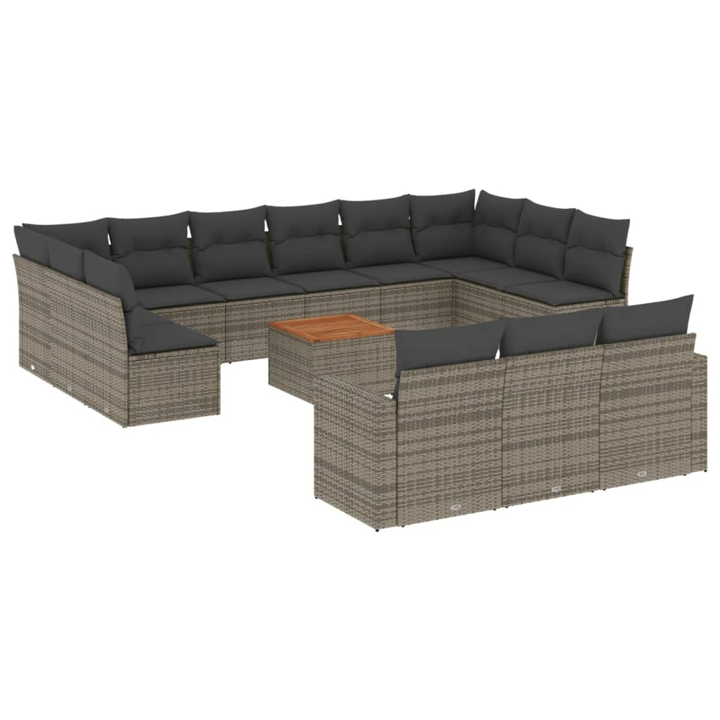 14 részes szürke polyrattan kerti ülőgarnitúra párnákkal (3256697)