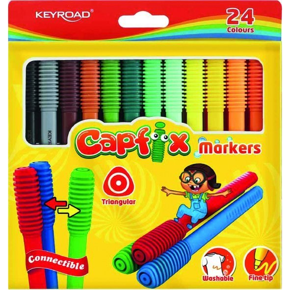 Keyroad Capfix Filctoll, Rostirón Készlet - Összekapcsolható Fejekkel, 24 db/ bliszter, Vegyes Színek (KR971770)