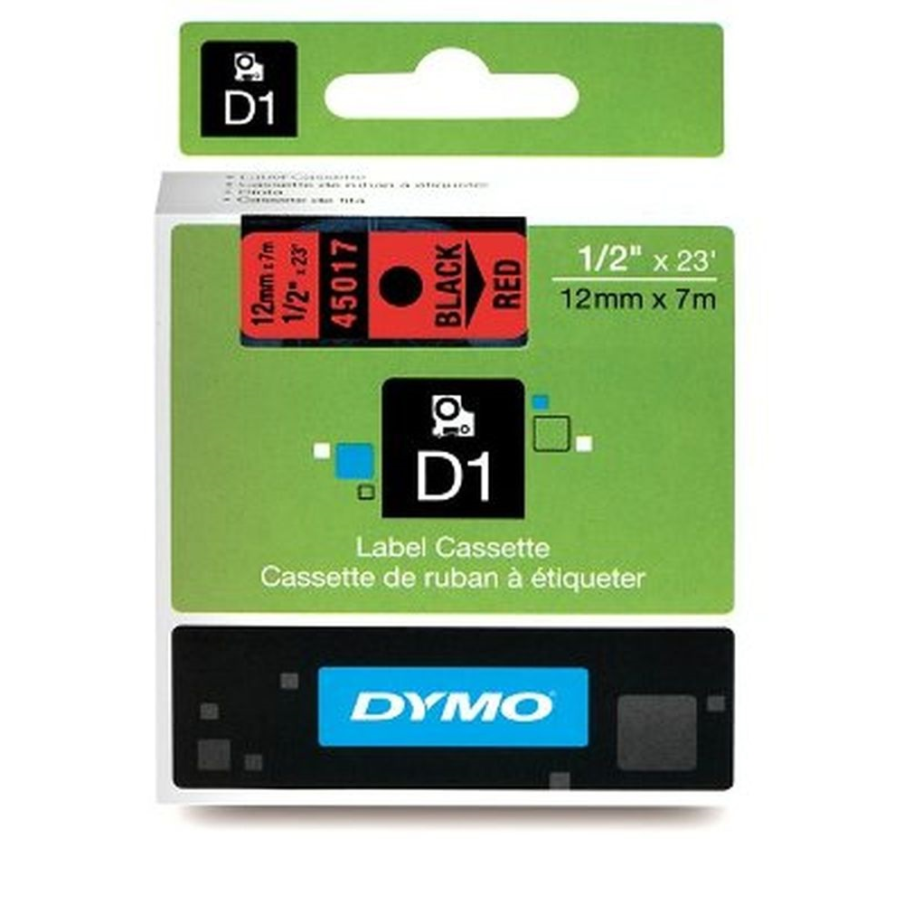 Dymo D1 Feliratozógép szalag 12mm / 7m - Fekete/Piros (NDY0720570)