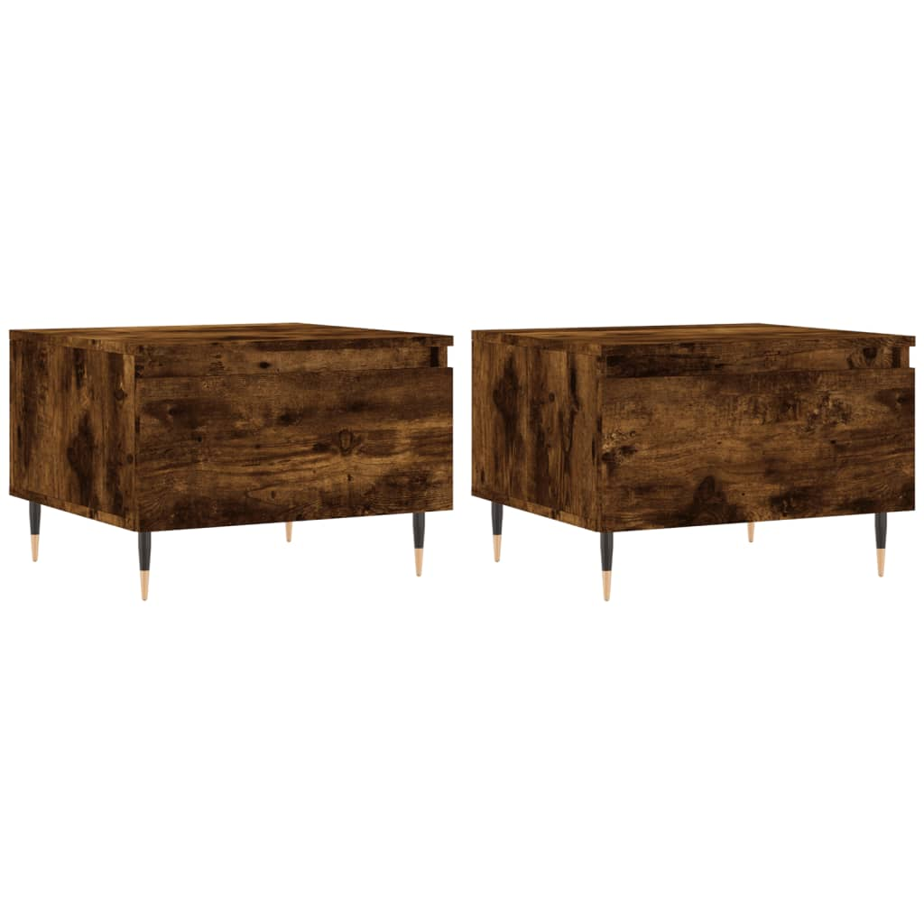 2 db füstös tölgy szerelt fa dohányzóasztal 50 x 46 x 35 cm (830855)