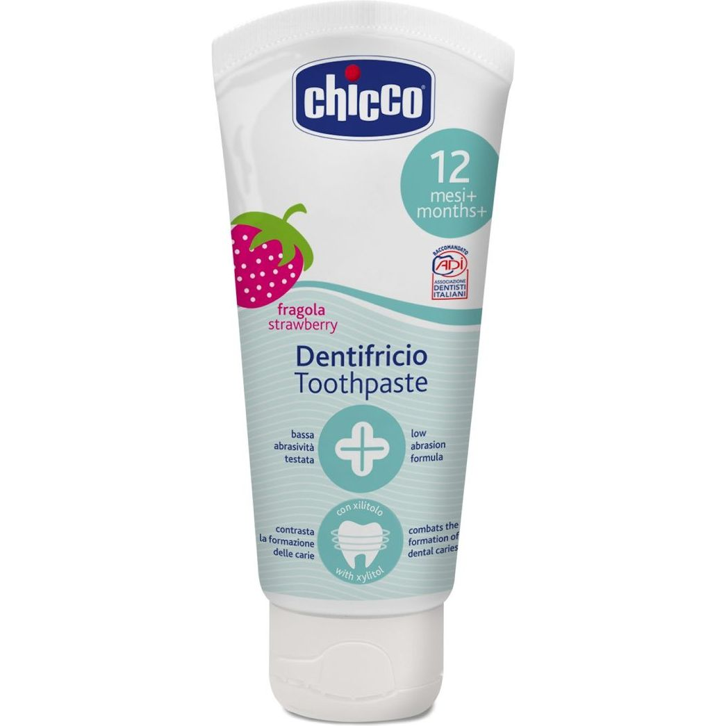 Chicco eper ízű fogkrém xilitollal 12 hó+ (50 ml) (8003670743651)