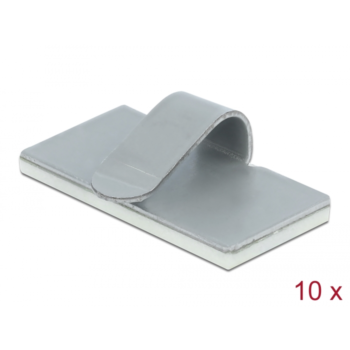 Delock Öntapadós kábelcsipesz, rozsdamentes acél 10 db (60184)