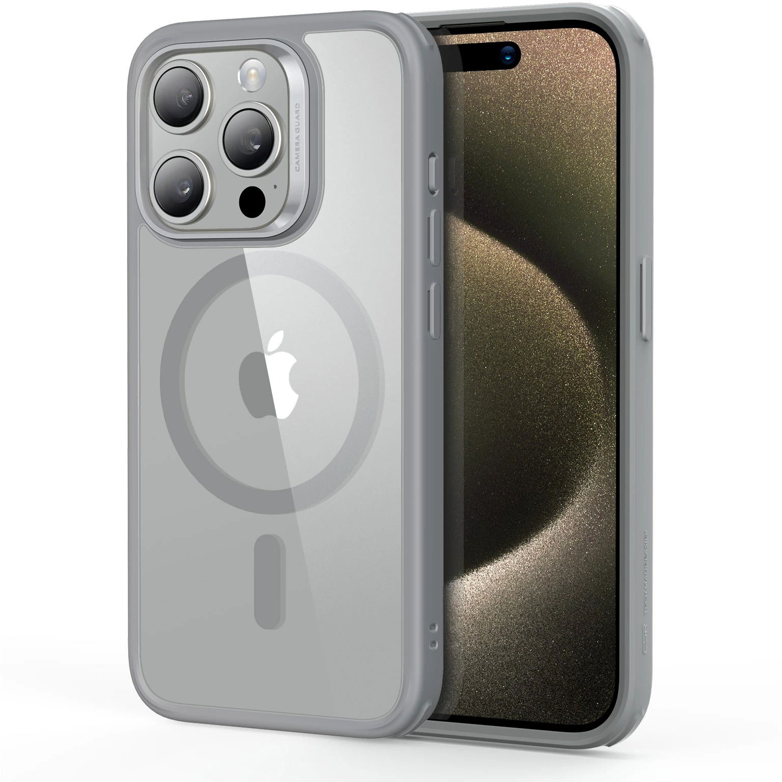 ESR Classic Hybrid Case (HaloLock), Compatible with iPhone 15 Pro, Clear Grey tok (1A6660602)