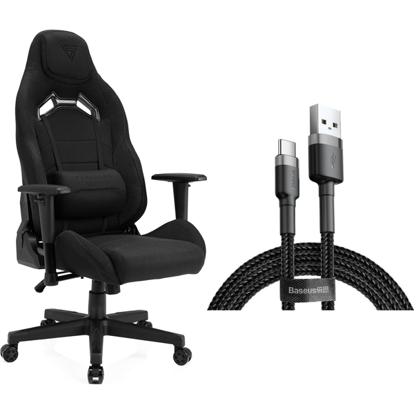 SENSE7 Vanguard gamer szék fekete textil + USB kábel