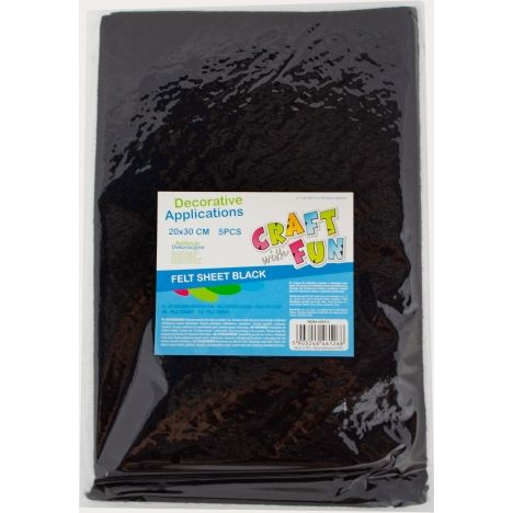  Craft with Fun CF OZDOBA DEK FILC ARKUSZ 20X30/5SZT CZERN 40/80