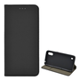 Husa pentru telefon in picioare, efect piele (FLIP, deschidere laterala, functie suport pentru masa, model romb) Negru [Samsung Galaxy A01 (SM-A015F)]