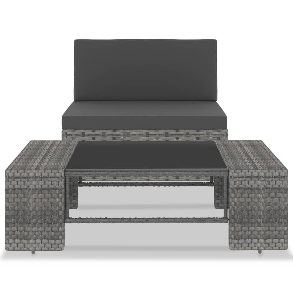 2 részes szürke polyrattan kerti ülőgarnitúra (49522)