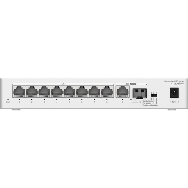 HUAWEI eKit S110 Series S110-8T2ST Ikke administreret L2 Gigabit Ethernet (10/100/1000) Grå