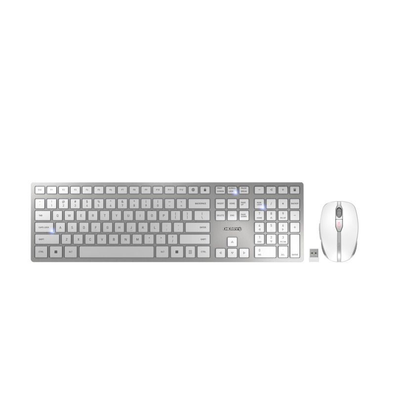 Cherry DW 9100 SLIM vezeték nélküli cseh/szlovák billentyűzet + egér ezüst-fehér (JD-9100CS-1) (JD-9100CS-1)