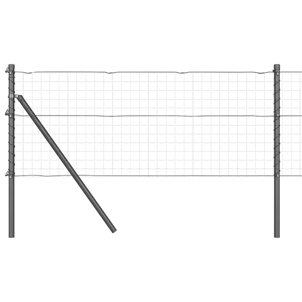 Set de stâlpi de gard Manual 7 pcs Gri Ø32mm 80 cm Metal