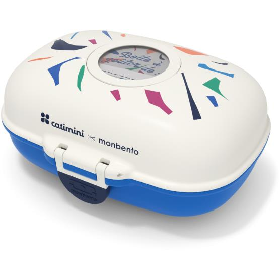 MonBento Svačinový box dětský do školy Gram Terrazzo, krémovo-modrá (16014099)