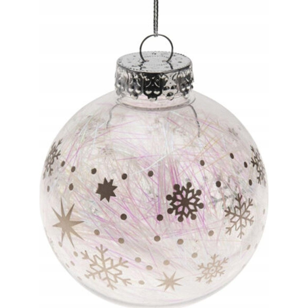 Christmas decoration BOMBKA DEKORACYJNA 8CM SREBRNE GWIAZDKI