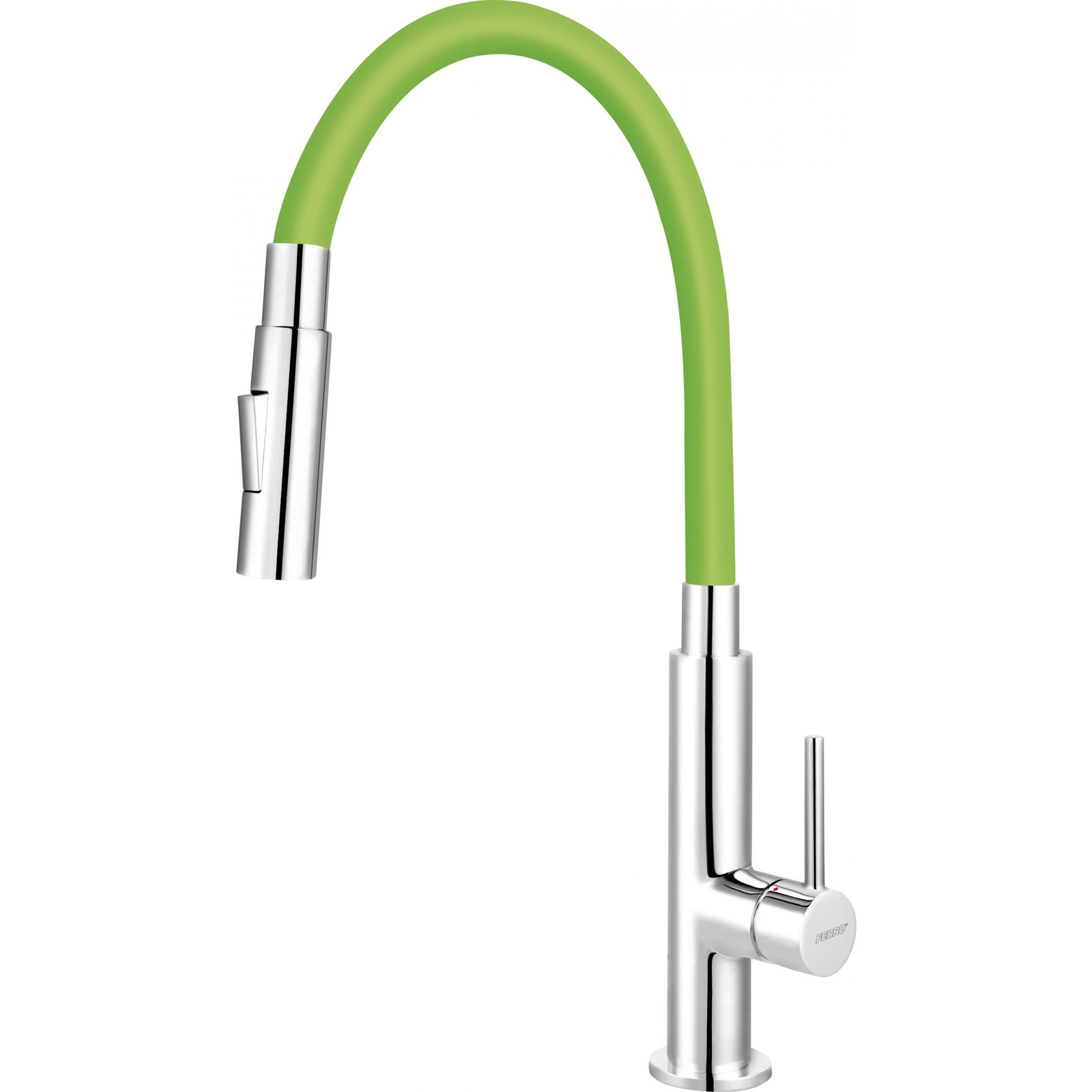 Ferro Zumba Slim BZA43G Csaptelep - Flexibilis, Zuhanyváltós Kifolyócsővel, Zöld (BZA43G)