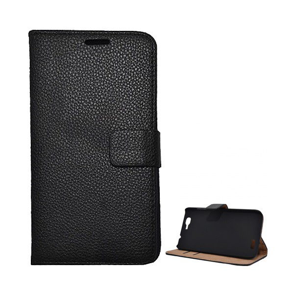 Tok álló, bőr hatású (FLIP, oldalra nyíló, asztali tartó funkció, prémium) FEKETE [Huawei Ascend G7] (5996457502608)