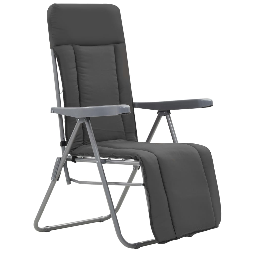 2 db szürke összecsukható kerti szék párnával (44320)