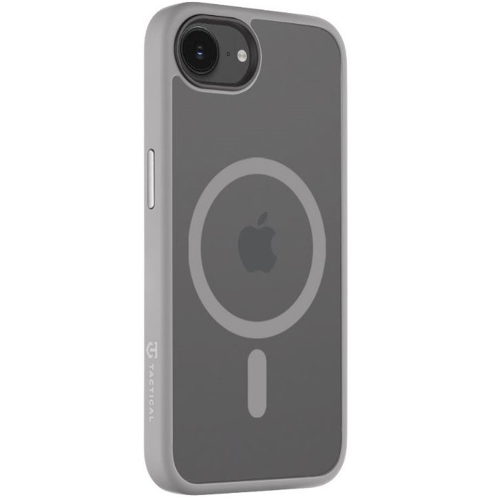 Apple iPhone 16e, Műanyag hátlap védőtok + szilikon keret, közepesen ütésálló, Magsafe kompatibilis, Tactical MagForce Hyperstealth, áttetsző/világosszürke (TS11581)