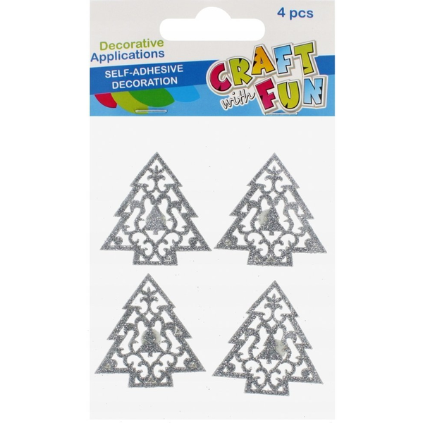  Craft with Fun OZDOBA BN NAKLEJKI CHOINKA BROK SREB 4SZT 12/144
